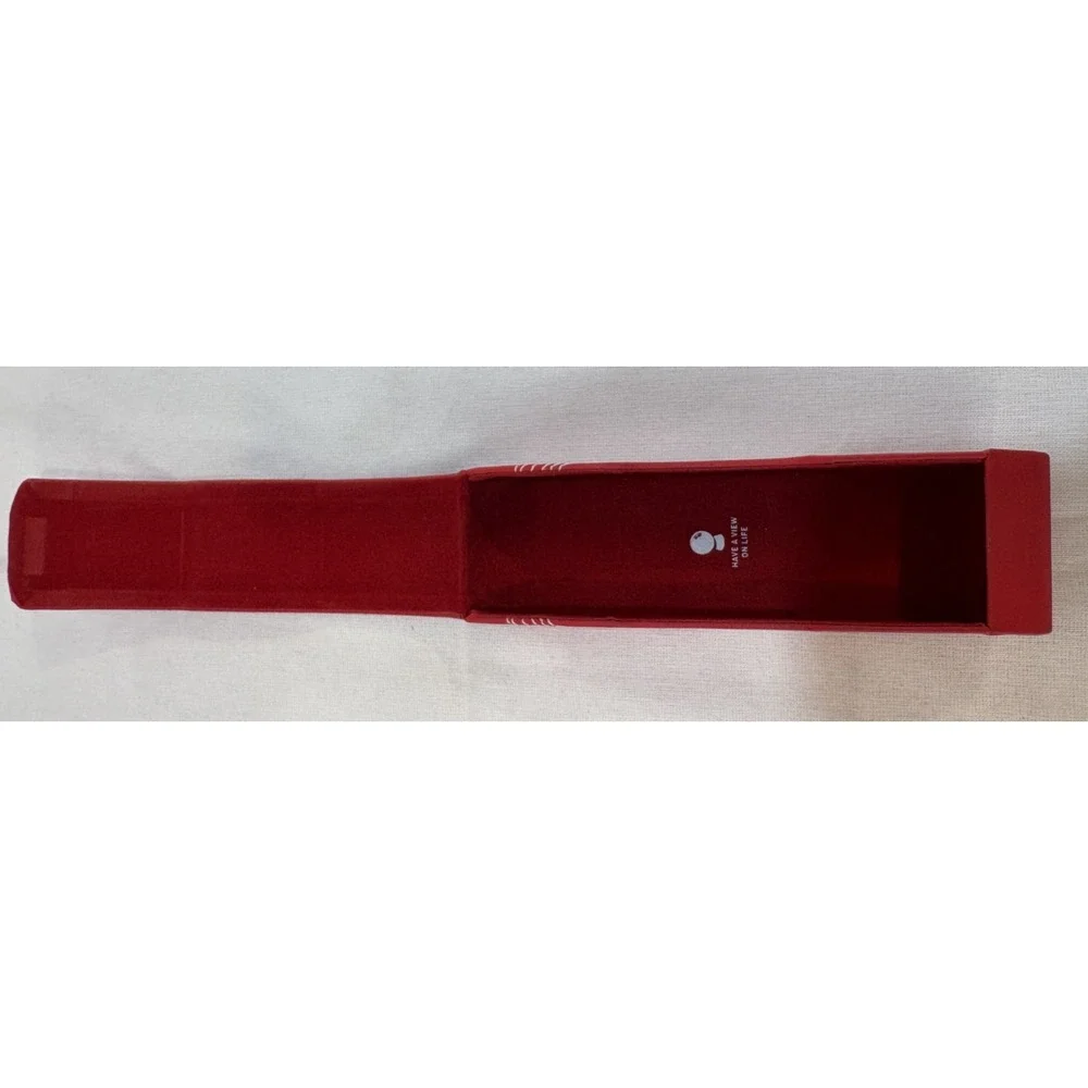 Puma Magnetic Hard Eyeglass Case Red Faux Leather w/White Stitching Sleek Design